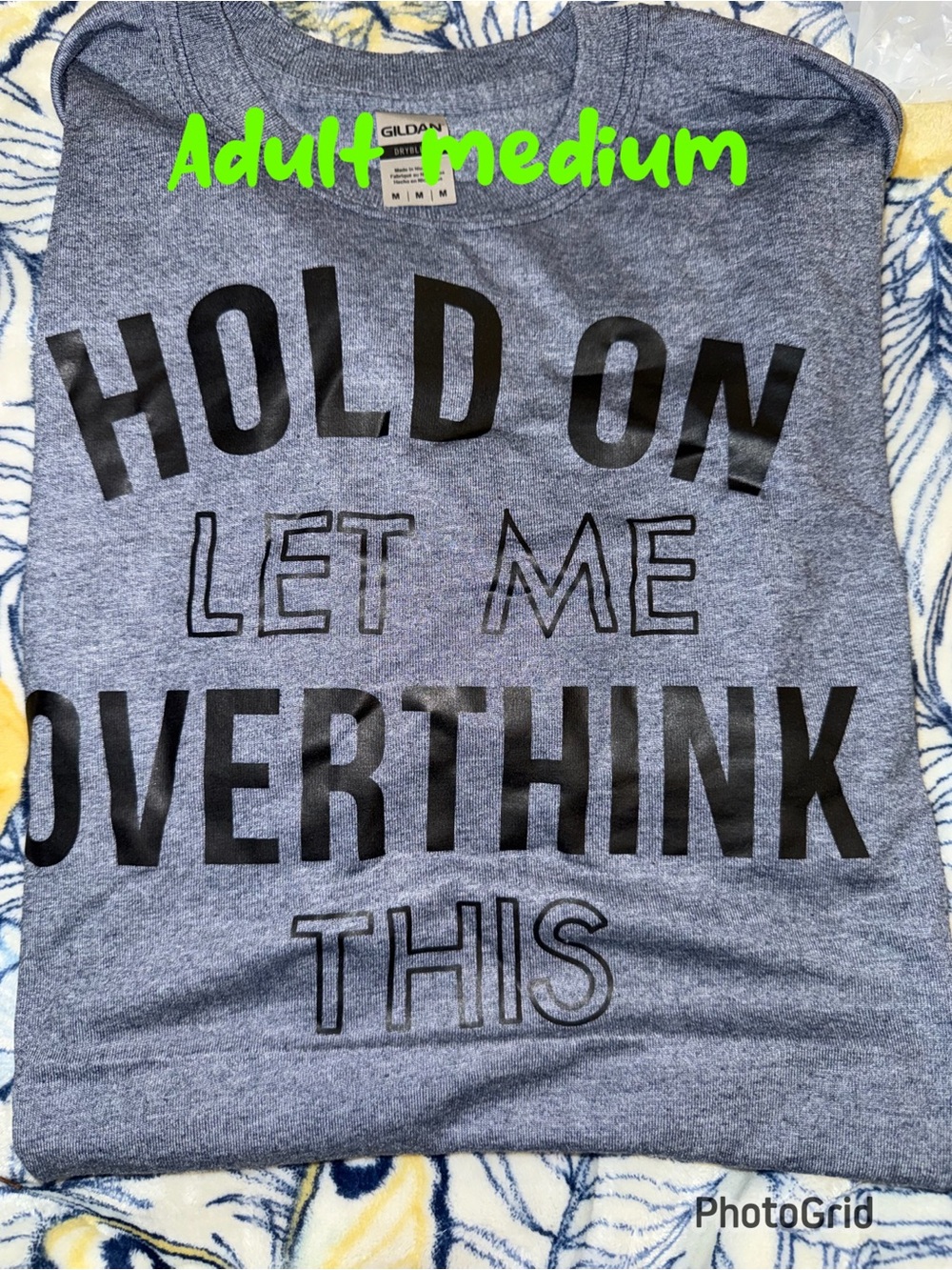Gildan Heather Gray Short Sleeve Tee with Black Text Graphic